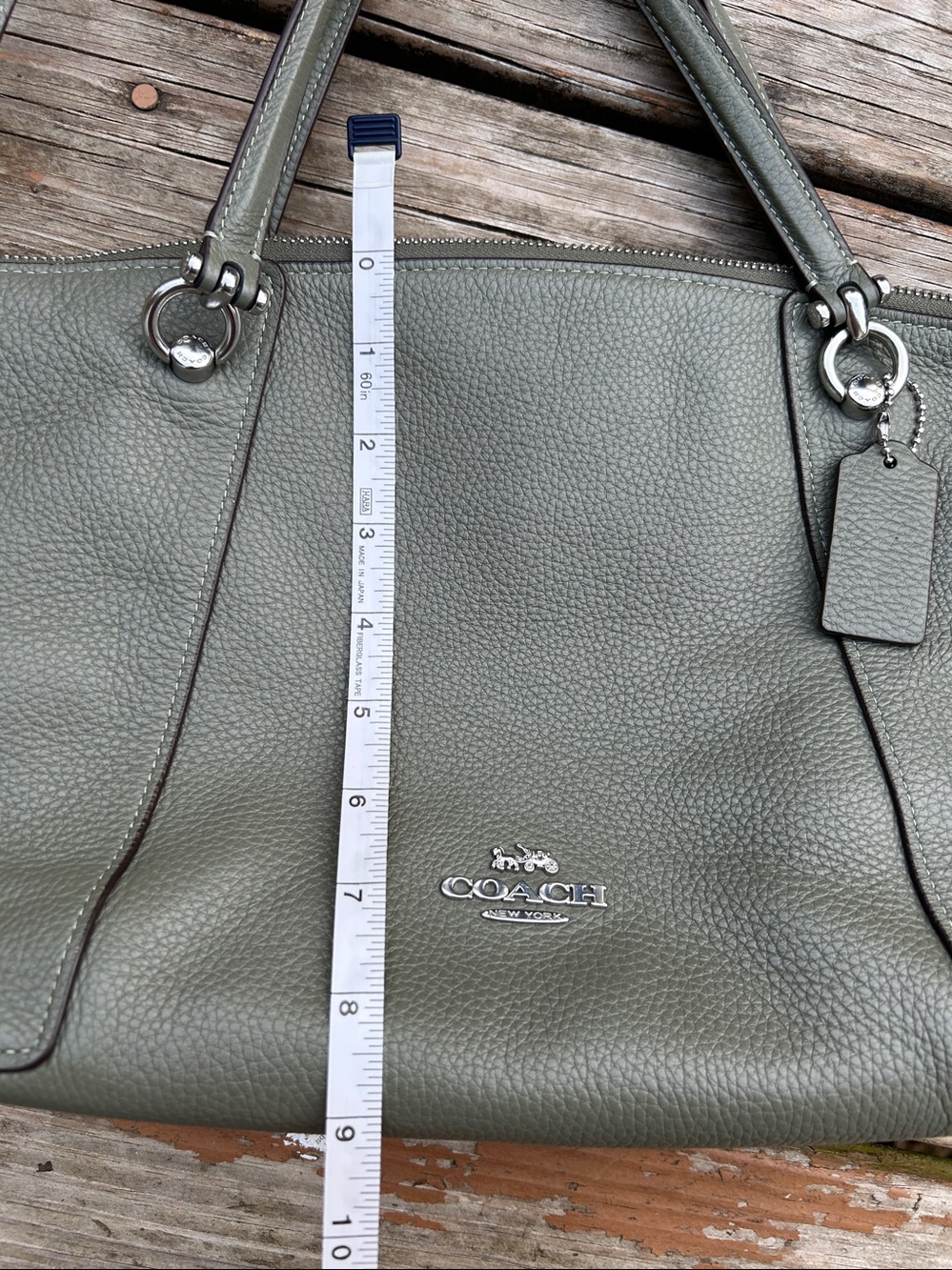Coach Olive Green Pebbled Leather Crossbody Satchel with Removable Strap - Picture 7 of 8